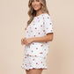 Heart Print Short Sleeve Lounge Set OMFORT