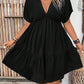 Solid Vacation Deep V-Neck Batwing Short Sleeve Dress OMFORT
