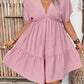 Solid Vacation Deep V-Neck Batwing Short Sleeve Dress OMFORT
