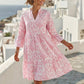 Casual Boho Vacation V-Neck Floral Print Mini Dress OMFORT