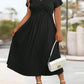 Soft V-Neck Short Sleeve Ruched Pocket Midi Dress OMFORT