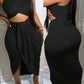 Cutout Knot Front Stretch Slim Fit Midi Party Dress OMFORT
