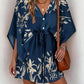 Tropical Print Button Down Drawstring Loose Mini Dress OMFORT
