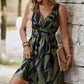 Elegant Floral Wrap Front V-Neck Mini Dress OMFORT