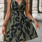 Elegant Floral Wrap Front V-Neck Mini Dress OMFORT