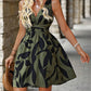 Elegant Floral Wrap Front V-Neck Mini Dress OMFORT