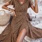 Elegant Polka Dot Soft Breathable Slim Fit Midi Wrap Dress OMFORT