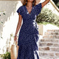 Elegant Polka Dot Soft Breathable Slim Fit Midi Wrap Dress OMFORT