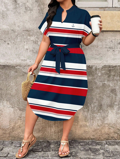 Summer Print Bawting Sleeve Casual Midi Dress OMFORT