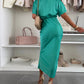 Elegant Twisted Front Satin Slim Fit Midi Dress OMFORT