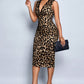 Contrasting Colored Lace Leopard Print Slit BodyCon Dress OMFORT