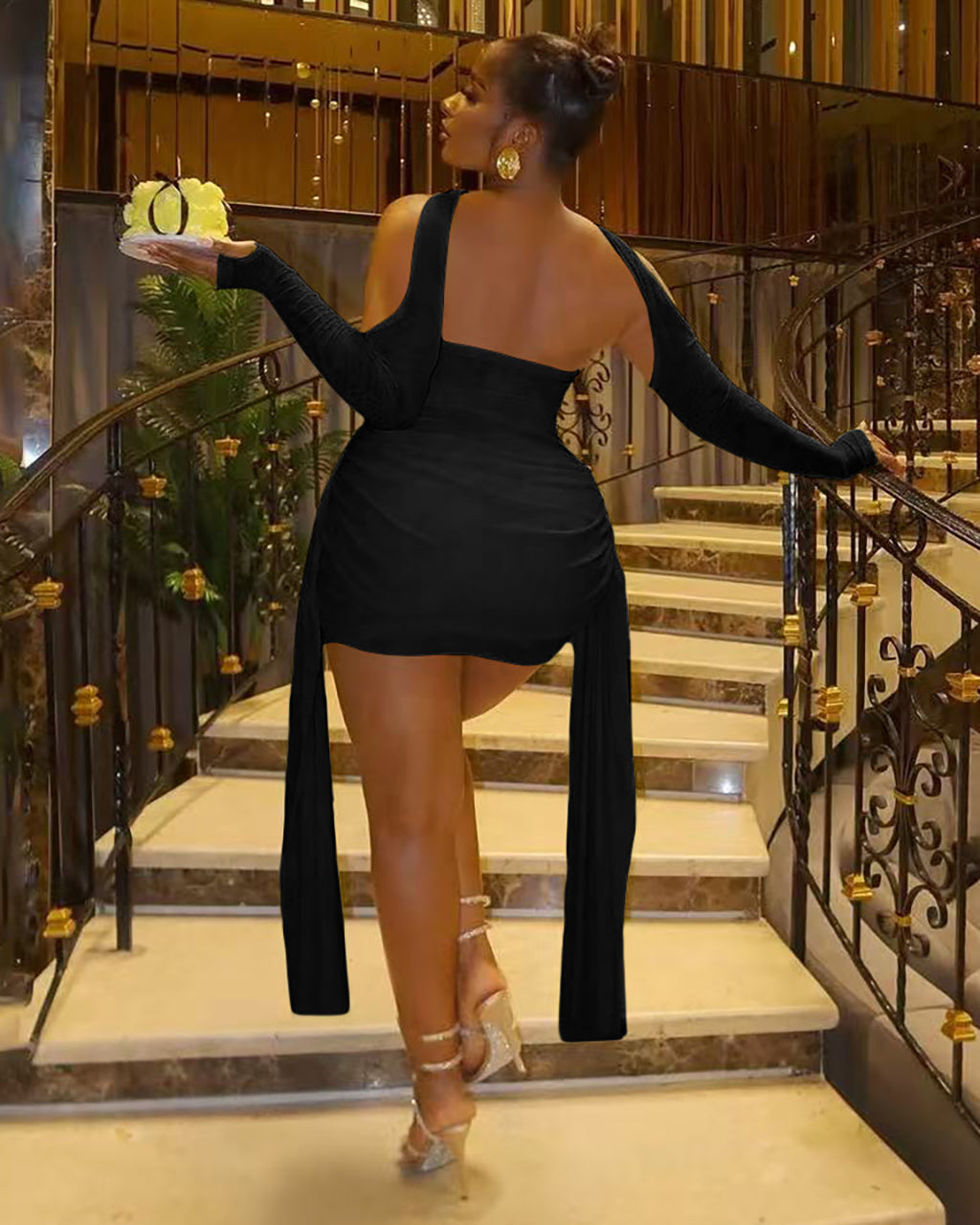 Draped Halterneck See Through Mini Dress OMFORT