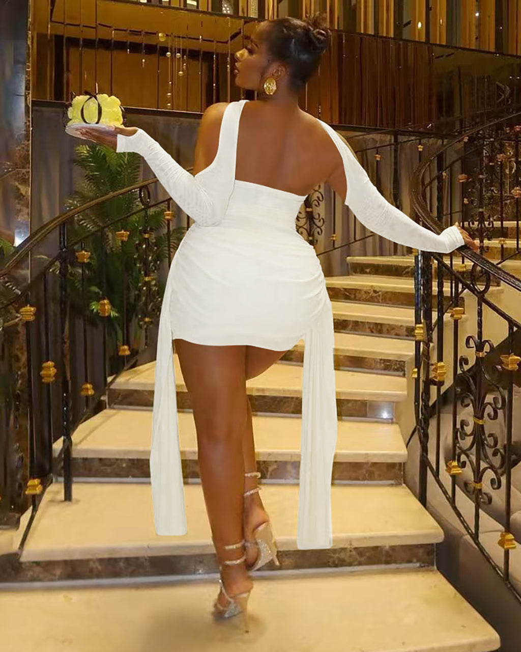 Draped Halterneck See Through Mini Dress OMFORT