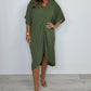 V-Neck Tie Knot Twist Front Oversized Midi Dress OMFORT