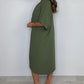 V-Neck Tie Knot Twist Front Oversized Midi Dress OMFORT