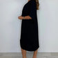 V-Neck Tie Knot Twist Front Oversized Midi Dress OMFORT