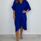 V-Neck Tie Knot Twist Front Oversized Midi Dress OMFORT