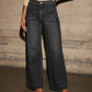 Front Yoke Pocket High-Rise Stretch Wide Leg Jeans OMFORT