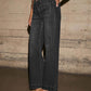 Front Yoke Pocket High-Rise Stretch Wide Leg Jeans OMFORT