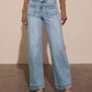 Front Yoke Pocket High-Rise Stretch Wide Leg Jeans OMFORT