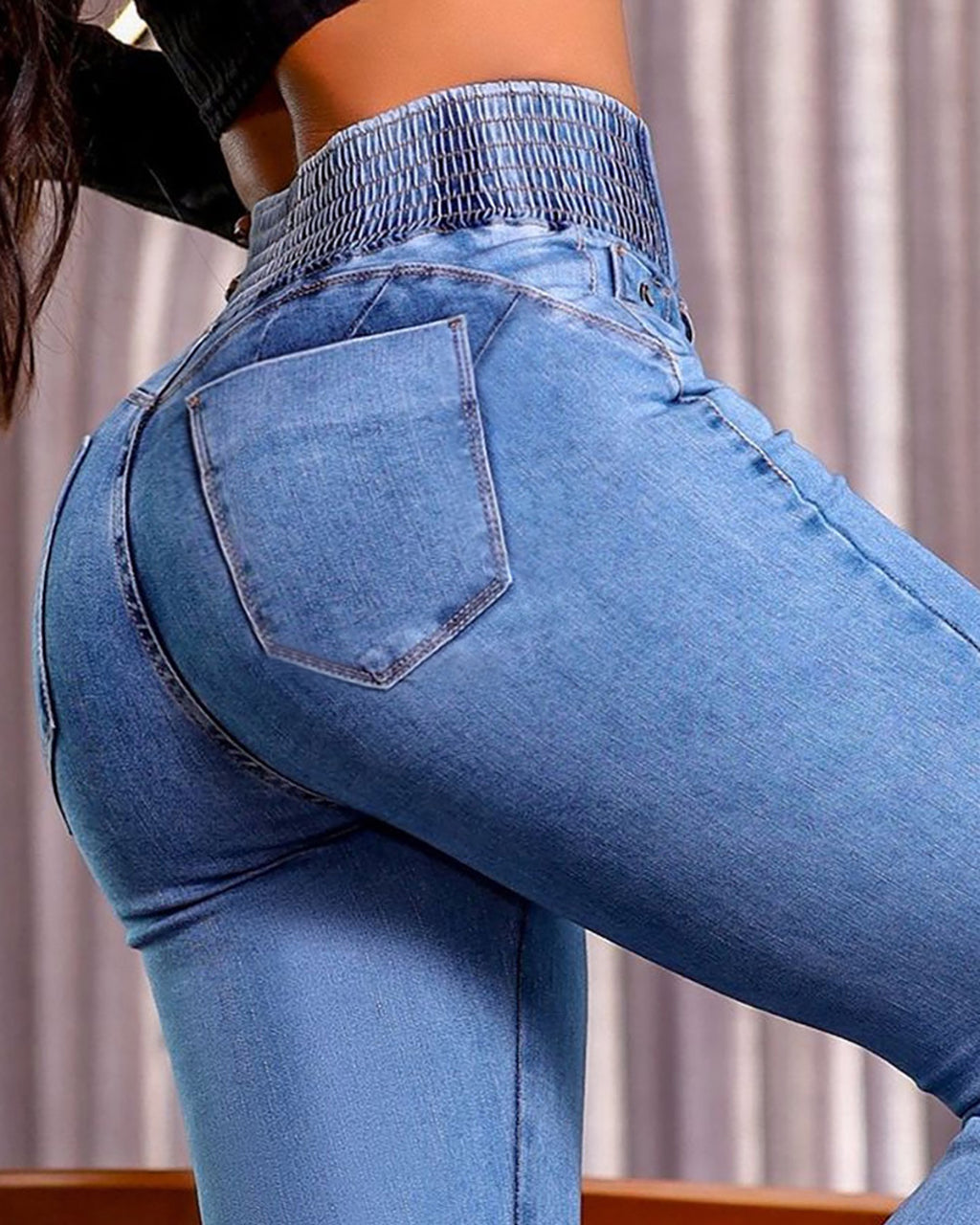 Trendy High Waisted Slim Fit Bootcut Jeans OMFORT