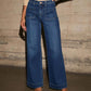 Front Yoke Pocket High-Rise Stretch Wide Leg Jeans OMFORT