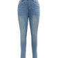 Slim Fit Back Split Beaded Bow Design Jeans OMFORT