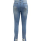Slim Fit Back Split Beaded Bow Design Jeans OMFORT
