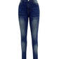 Slim Fit Back Split Beaded Bow Design Jeans OMFORT