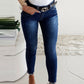 Slim Fit Back Split Beaded Bow Design Jeans OMFORT