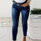 Slim Fit Back Split Beaded Bow Design Jeans OMFORT