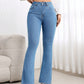 Simple Casual Button Front Pocket Skinny Flare Jeans OMFORT