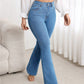 Simple Casual Button Front Pocket Skinny Flare Jeans OMFORT