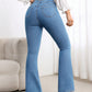 Simple Casual Button Front Pocket Skinny Flare Jeans OMFORT