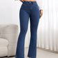 Simple Casual Button Front Pocket Skinny Flare Jeans OMFORT