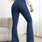 Simple Casual Button Front Pocket Skinny Flare Jeans OMFORT