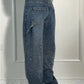 Casual Shiny Rhinestone Baggy Wide Leg Jeans OMFORT