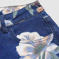 Floral Print High Waisted Straight Leg Jeans OMFORT