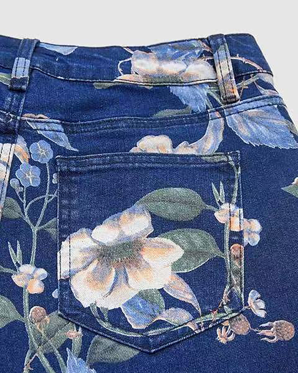 Floral Print High Waisted Straight Leg Jeans OMFORT