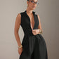 Solid Zip Front Sleeveless Extreme Wide Leg Jumpsuit OMFORT