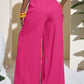 Casual Wrinkle Fabric Solid Waist Tie Wide Leg Pant OMFORT