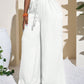 Casual Wrinkle Fabric Solid Waist Tie Wide Leg Pant OMFORT