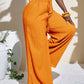 Casual Wrinkle Fabric Solid Waist Tie Wide Leg Pant OMFORT