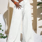 Casual Wrinkle Fabric Solid Waist Tie Wide Leg Pant OMFORT