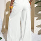 Casual Wrinkle Fabric Solid Waist Tie Wide Leg Pant OMFORT