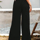Casual Linen Blend Ruffled Waist Wide Leg Pant OMFORT