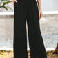 Casual Linen Blend Ruffled Waist Wide Leg Pant OMFORT
