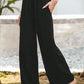 Casual Linen Blend Ruffled Waist Wide Leg Pant OMFORT
