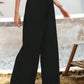 Casual Linen Blend Ruffled Waist Wide Leg Pant OMFORT