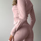 Casual Plain Color Knit 3Pcs Pajama Set OMFORT